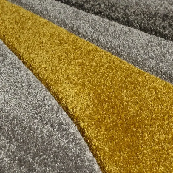 Hand Carved Rug with Swirl Design - Ochre