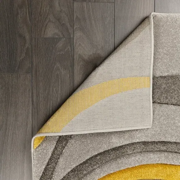 Hand Carved Rug with Swirl Design - Ochre