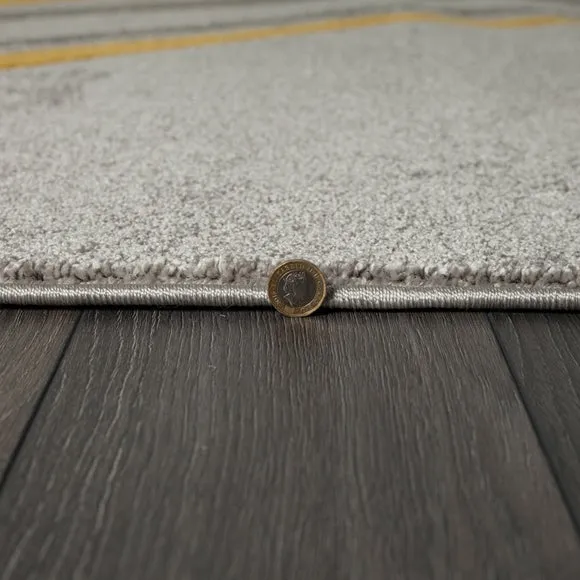 Hand Carved Rug with Swirl Design - Ochre