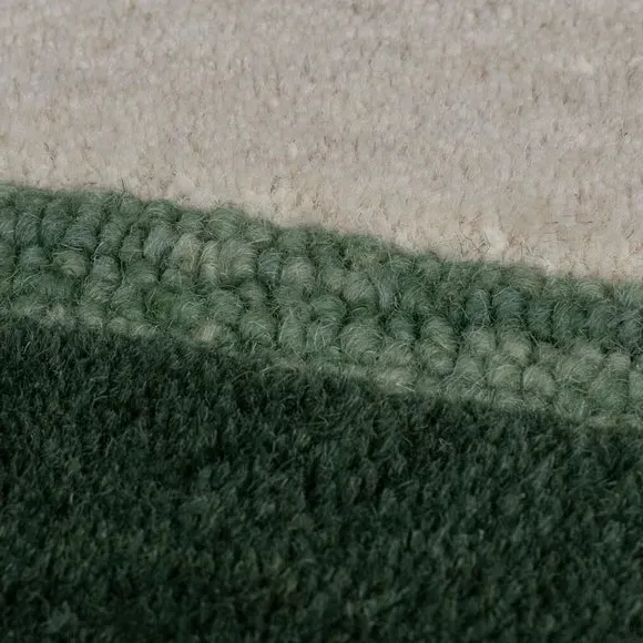Hand Carved Wool Rug - Green, Wool