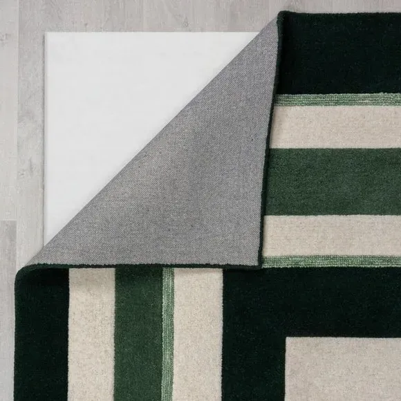Hand Carved Wool Rug - Green, Wool