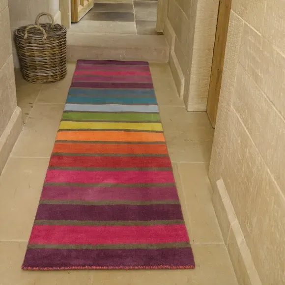 Hand-Carved Wool Runner - Multicoloured, Wool