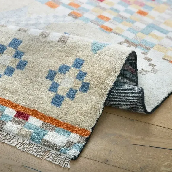 Hand-Knotted Shaggy Rug - Multicoloured, Wool