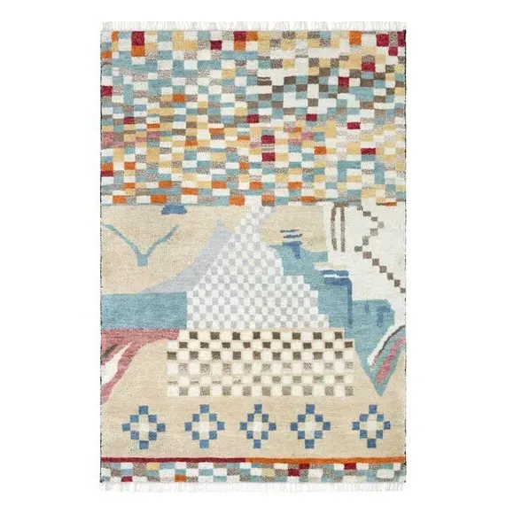 Hand-Knotted Shaggy Rug - Multicoloured, Wool