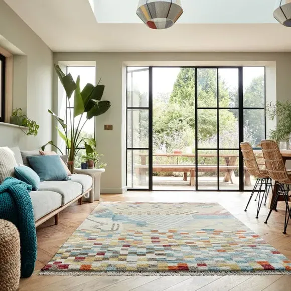 Hand-Knotted Shaggy Rug - Multicoloured, Wool