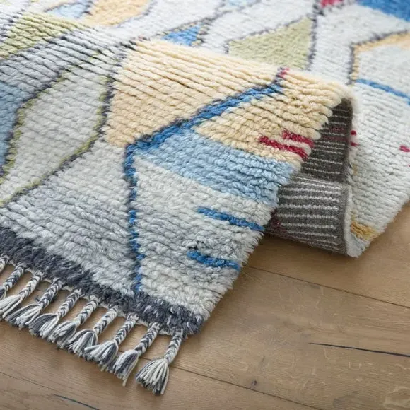 Hand-Knotted Shaggy Rug - Multicoloured, Wool