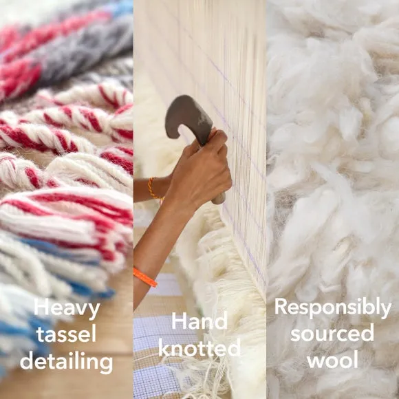 Hand-Knotted Shaggy Rug - Multicoloured, Wool