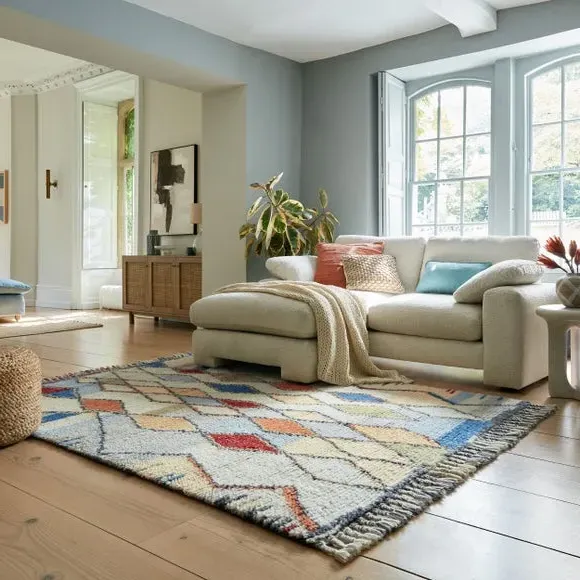 Hand-Knotted Shaggy Rug - Multicoloured, Wool