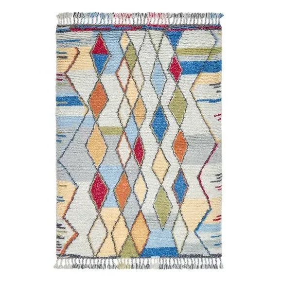 Hand-Knotted Shaggy Rug - Multicoloured, Wool