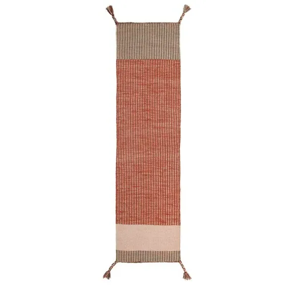 Hand-Made Wool Runner - Orange, 100% Wool
