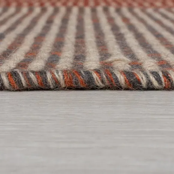 Hand-Made Wool Runner - Orange, 100% Wool