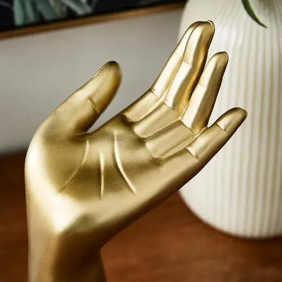 Hand Ornament Sculpture - Gold, Resin