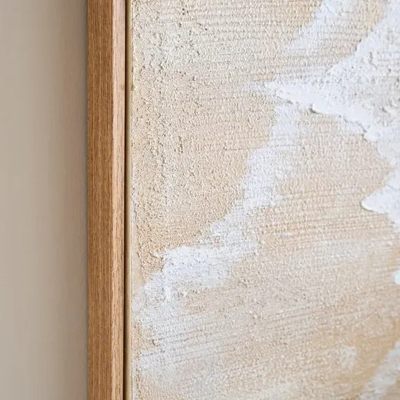 Hand Painted Framed Canvas - Natural, Wood