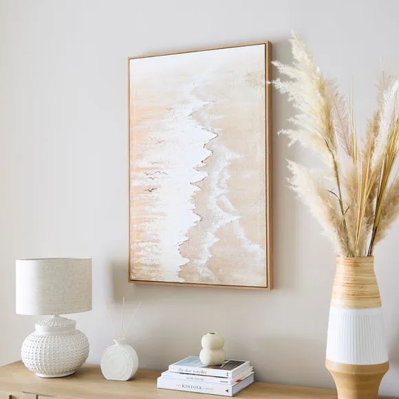 Hand Painted Framed Canvas - Natural, Wood image
