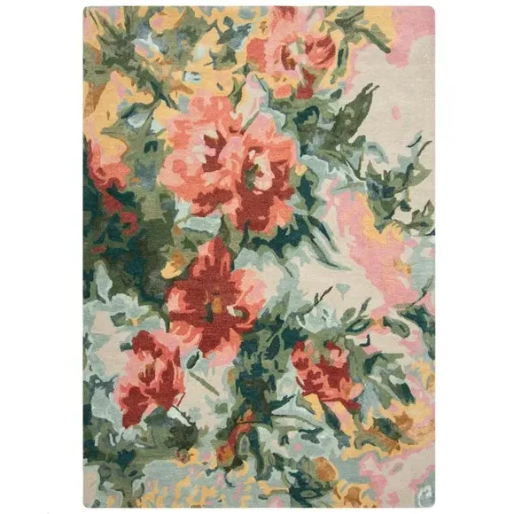 Hand Tufted Floral Rug - Multicoloured, Wool