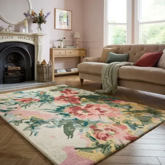 Hand Tufted Floral Rug - Multicoloured, Wool image