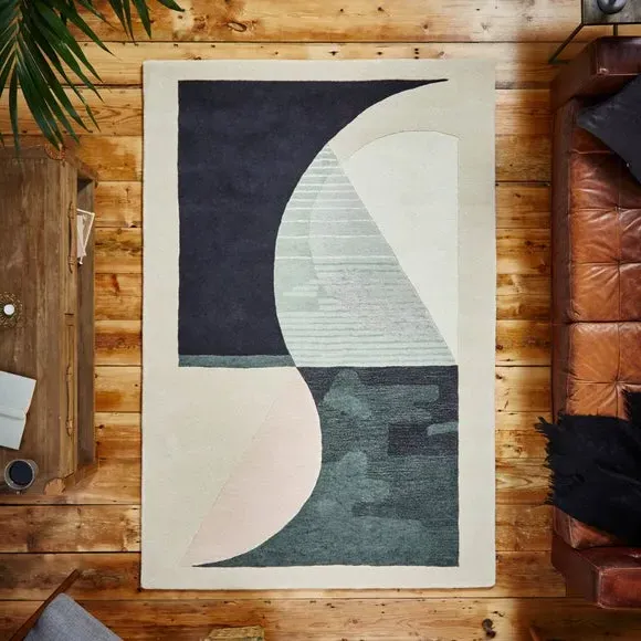 Hand Tufted Rug Abstract Design - Natural