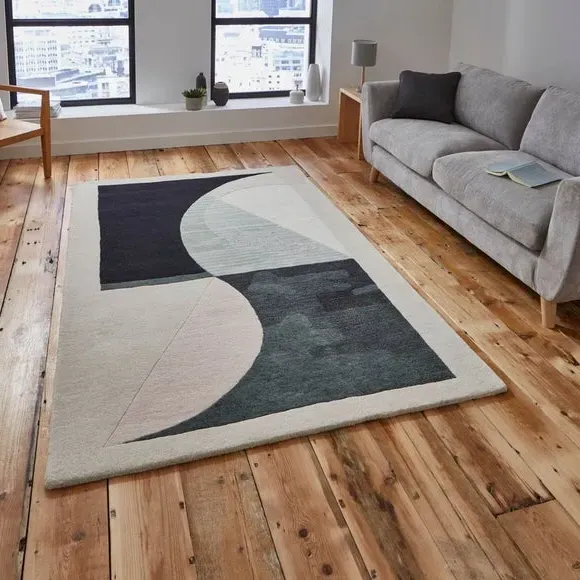 Hand Tufted Rug Abstract Design - Natural image