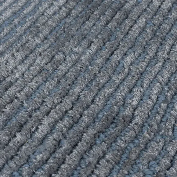 Hand Tufted Rug with Ribbed Texture - Blue, Wool