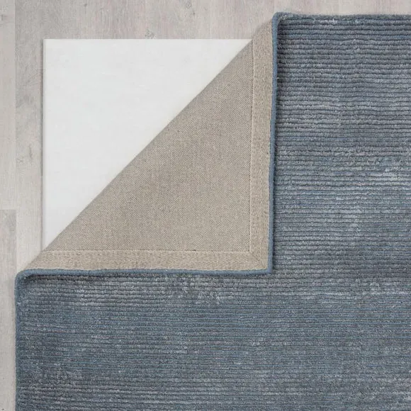 Hand Tufted Rug with Ribbed Texture - Blue, Wool