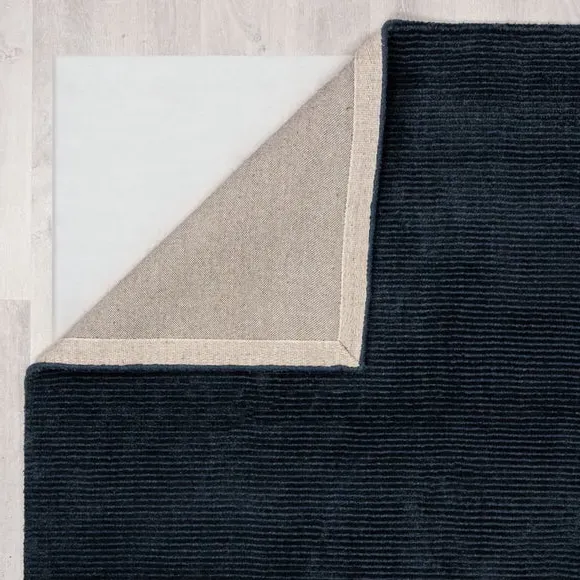 Hand Tufted Rug with Ribbed Texture - Blue, Wool
