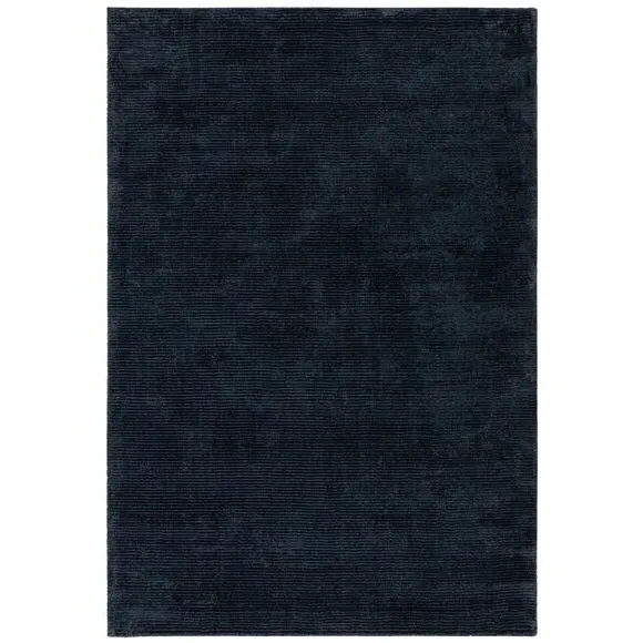 Hand Tufted Rug with Ribbed Texture - Blue, Wool