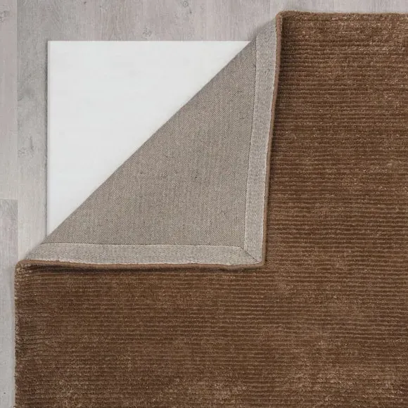 Hand Tufted Rug with Ribbed Texture - Caramel, Wool