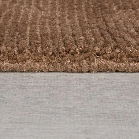 Hand Tufted Rug with Ribbed Texture - Caramel, Wool