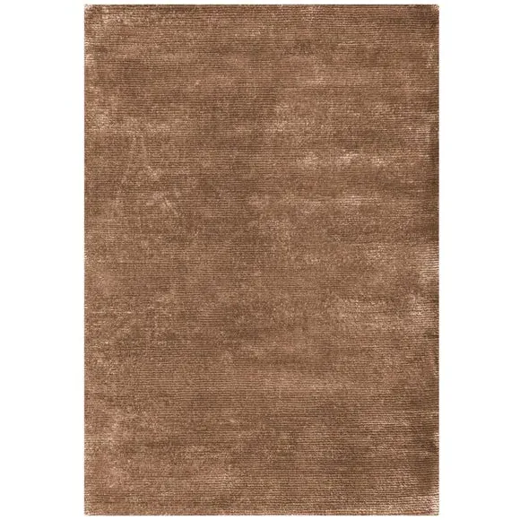 Hand Tufted Rug with Ribbed Texture - Caramel, Wool