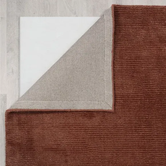 Hand Tufted Rug with Ribbed Texture - Clay, Wool