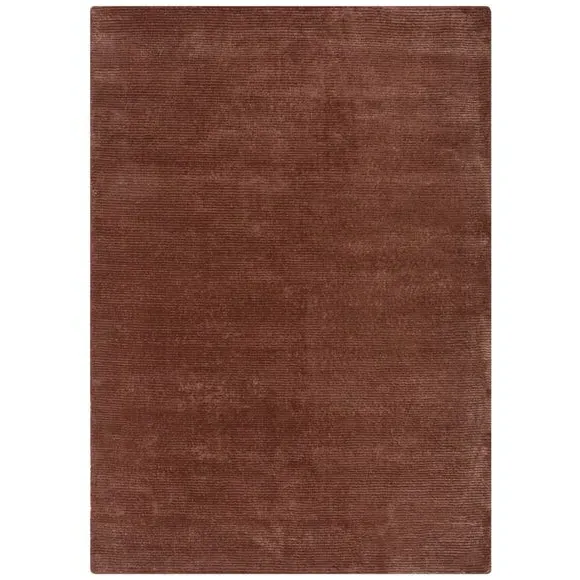 Hand Tufted Rug with Ribbed Texture - Clay, Wool