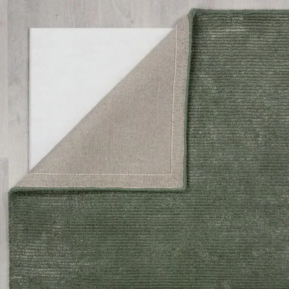 Hand Tufted Rug with Ribbed Texture - Green, Wool