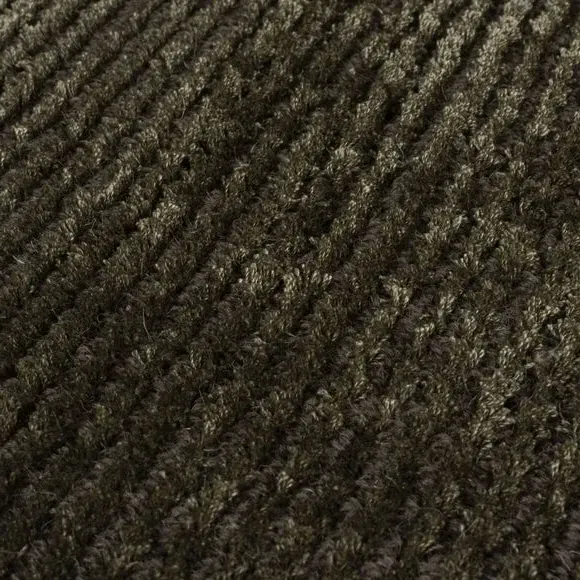 Hand Tufted Rug with Ribbed Texture - Khaki, Wool