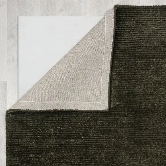 Hand Tufted Rug with Ribbed Texture - Khaki, Wool
