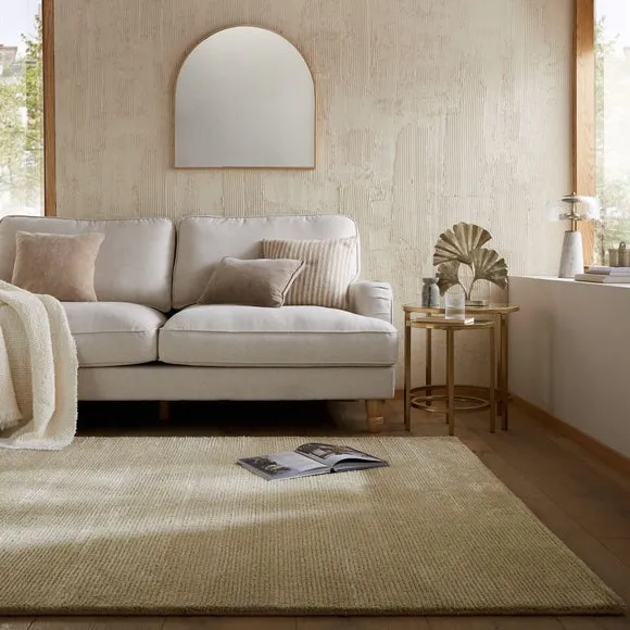 Hand Tufted Rug with Ribbed Texture - Natural, Wool