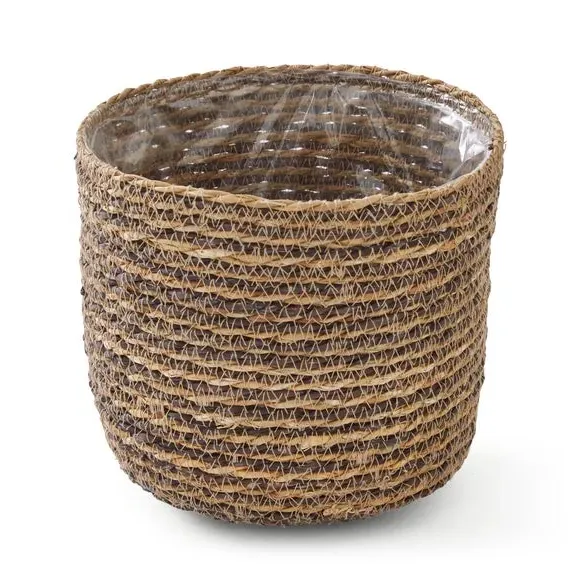 Hand Woven Plant Pot - Brown, Seagrass