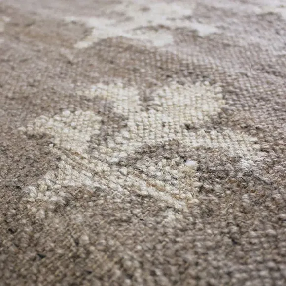 Handcrafted Area Rug with Motif - Natural
