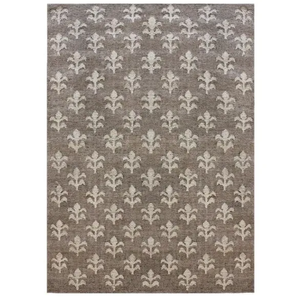 Handcrafted Area Rug with Motif - Natural