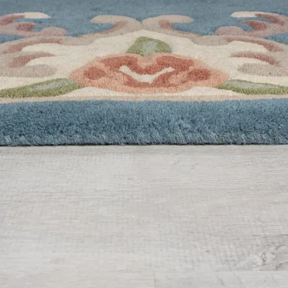 Handcrafted Aubusson Rug - Blue, Wool