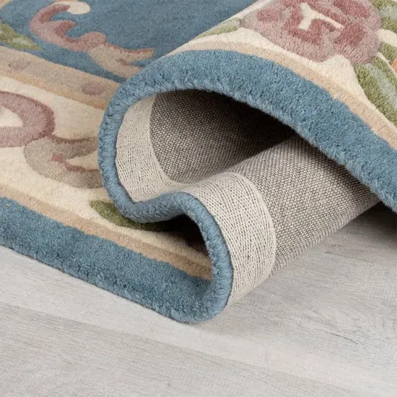 Handcrafted Aubusson Rug - Blue, Wool