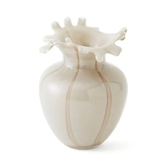 Handkerchief Glass Vase - White, Striped