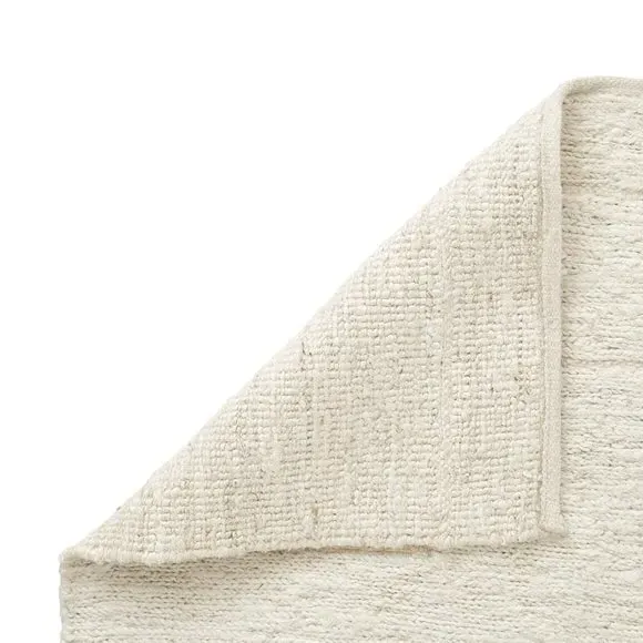 Handloom Rug with Grid Pattern - Natural, Wool