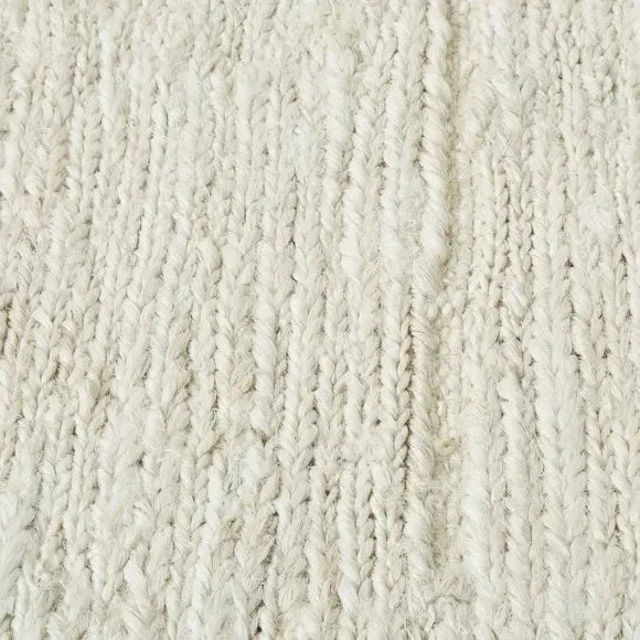 Handloom Rug with Grid Pattern - Natural, Wool