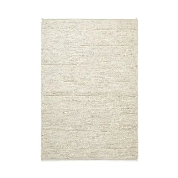 Handloom Rug with Grid Pattern - Natural, Wool