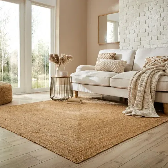Handmade Area Rug - Natural, Jute image