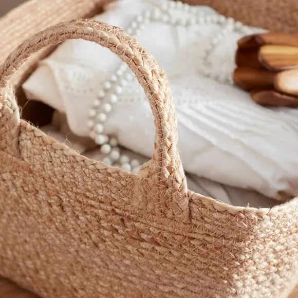 Handmade Storage Basket with Handles - Natural, Jute