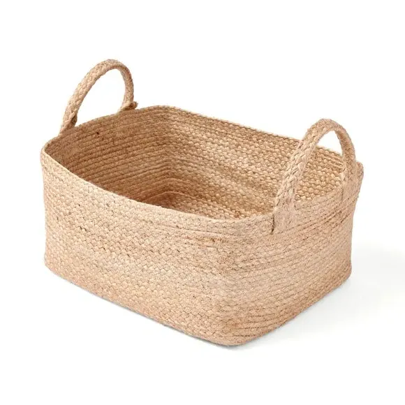 Handmade Storage Basket with Handles - Natural, Jute