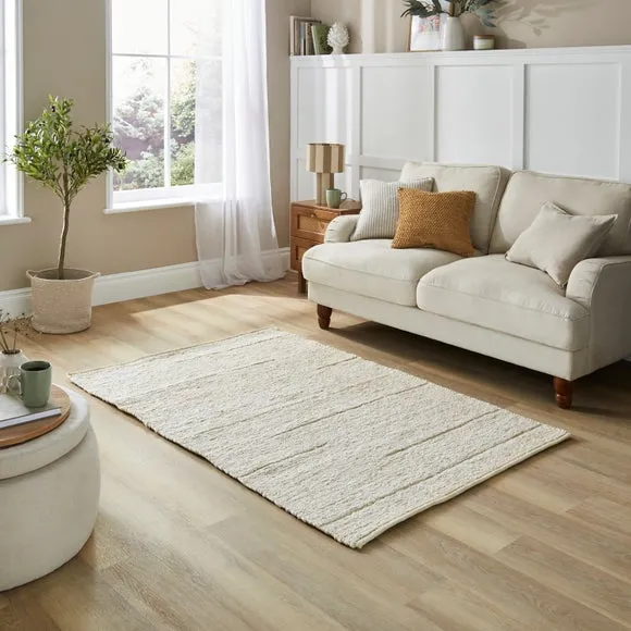 Handwoven Rug with Braided Texture - Natural, Jute image