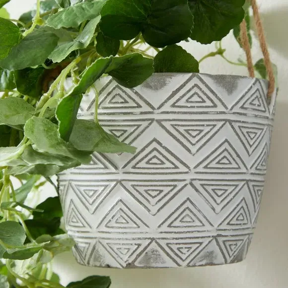 Hanging Artificial Plant - Grey, Geometric Pot