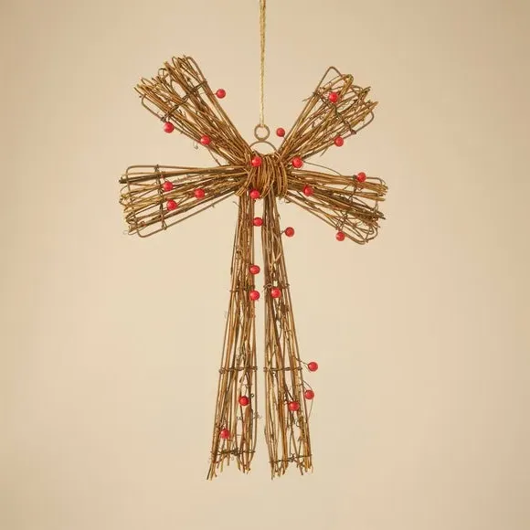Hanging Bow Decoration - Natural, Rattan